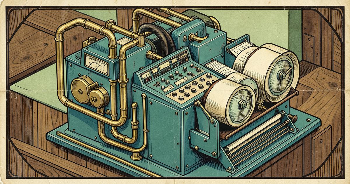 Illustration einer mechanischen Ordermaschine zur Erklärung, wie Handelsplattformen arbeiten